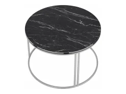 Mesa de centro redonda 50 x 80 cm em mármore preto e prata 03_0008425