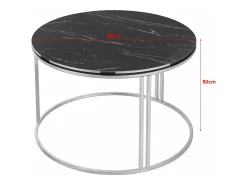 Mesa de centro redonda 50 x 80 cm em mármore preto e prata 03_0008425