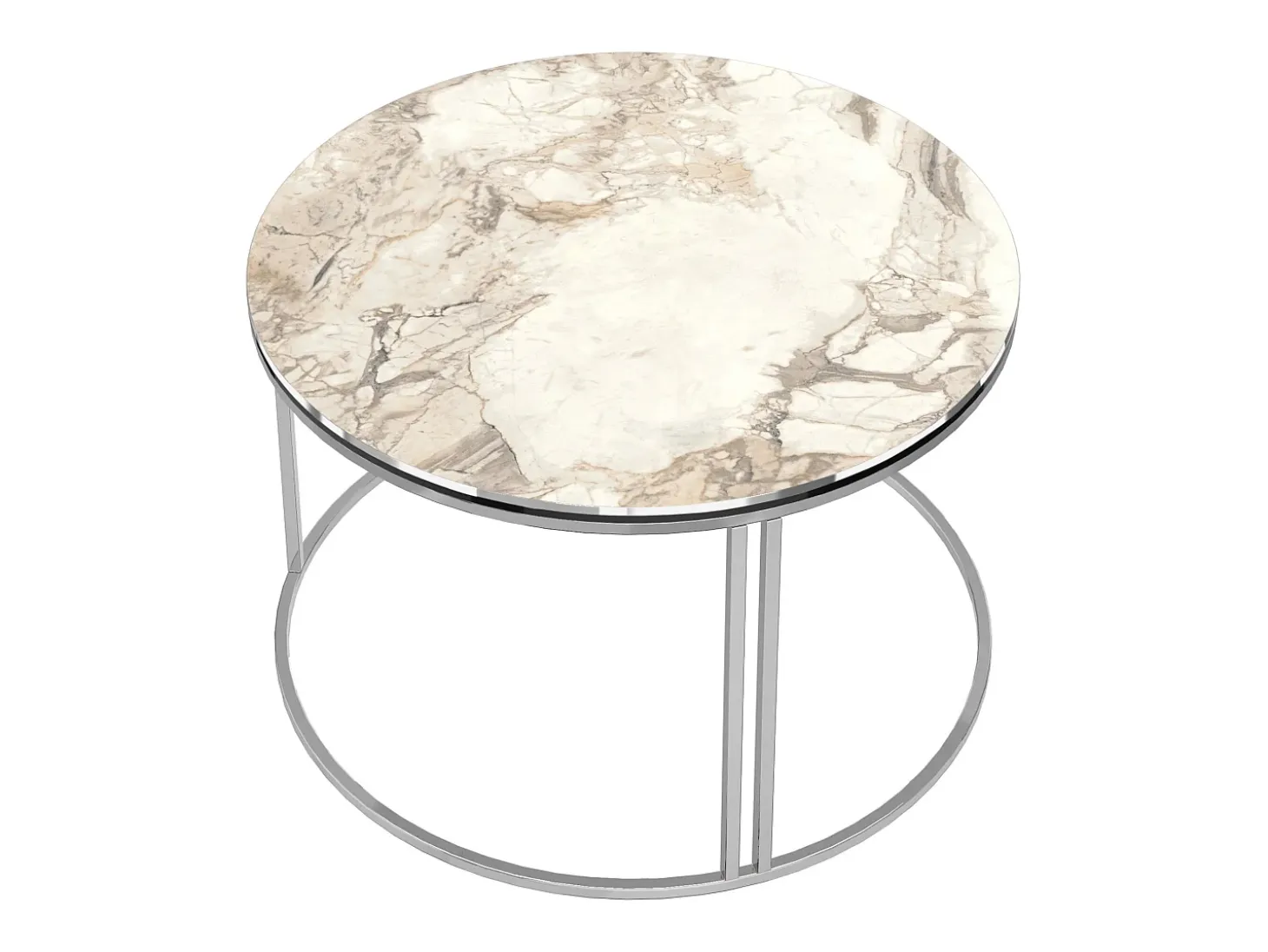 Mesa de centro redonda 50 x 80 cm em mármore branco prateado 03_0008423