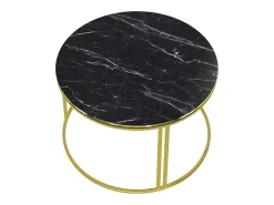 Mesa de centro redonda 50 x 80 cm mármore preto dourado 03_0008426