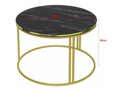 Mesa de centro redonda 50 x 80 cm mármore preto dourado 03_0008426