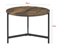 Mesa de centro redonda 42 x 60 cm com efeito de madeira escura 03_0008494