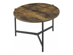Mesa de centro redonda 42 x 60 cm com efeito de madeira escura 03_0008494