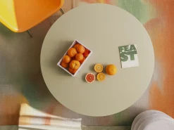 Mesa de centro redonda com tampo laminado de 3 cm taupe 100 cm