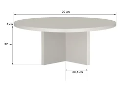 Mesa de centro redonda com tampo laminado de 3 cm taupe 100 cm