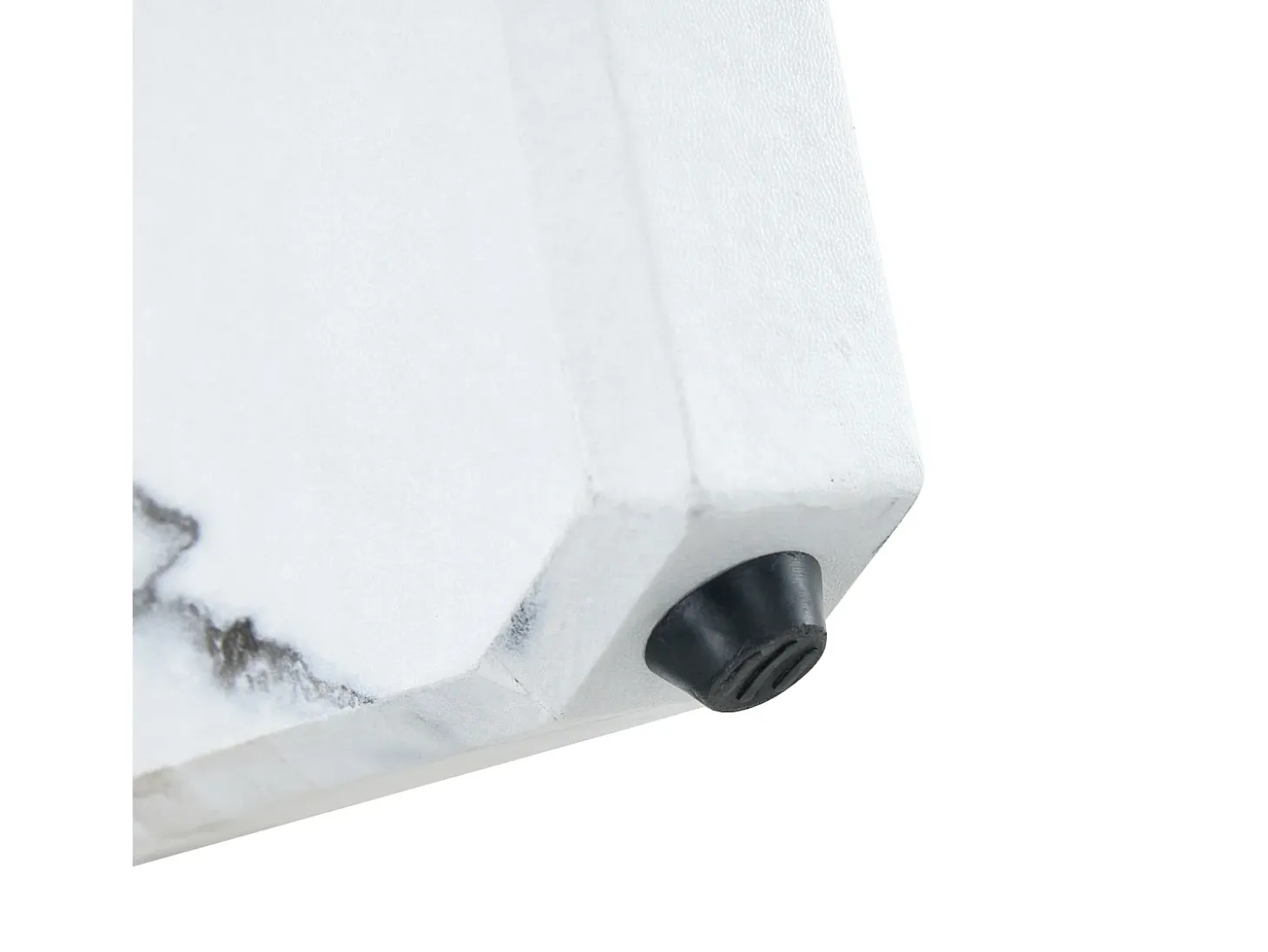 Mesa de centro redonda com pés em efeito mármore branco - Tampo em vidro