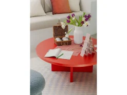 Mesa de centro redonda com tampo laminado de 3 cm vermelho Llama 100 cm