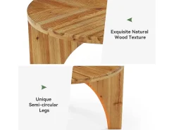 Mesa de Centro Redonda de Madeira Sólida de 80cm, Mesa de Centro Rustica com Pernas Curvas