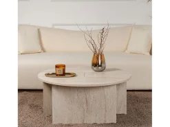 Mesa de centro redonda duo pinho atlântico 90cm - Modular e elegante