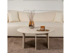 Mesa de centro redonda duo pinho atlântico 90cm - Modular e elegante