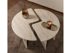 Mesa de centro redonda duo pinho atlântico 90cm - Modular e elegante