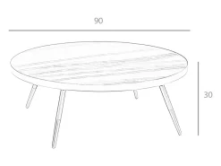 Mesa de centro redonda em mármore porcelânico e aço preto 2068 ANGEL CERDA