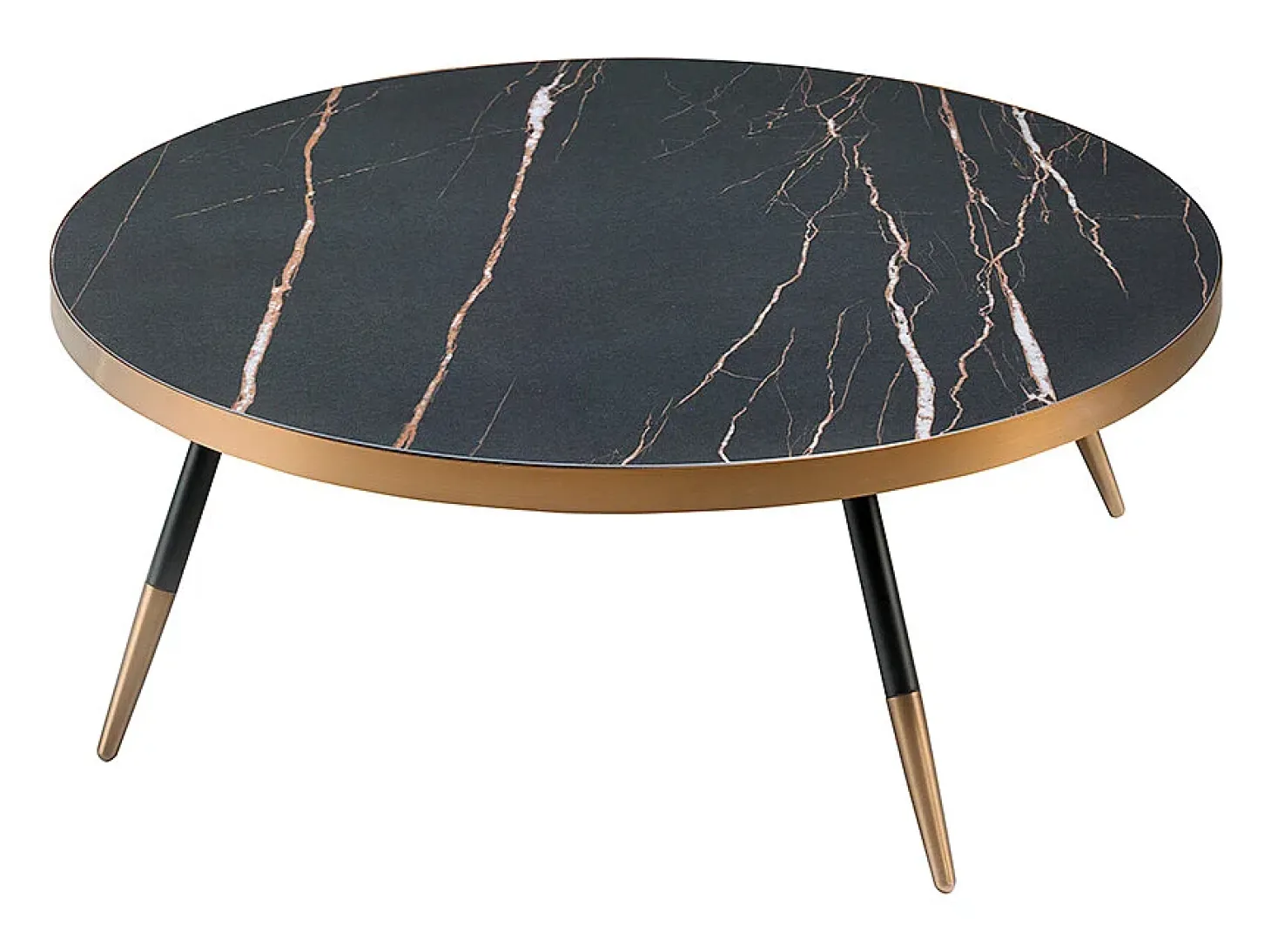 Mesa de centro redonda em mármore porcelânico e aço preto 2068 ANGEL CERDA