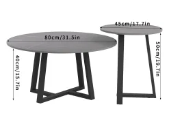 Mesa de centro redonda em mármore para a sala de estar em pedra sinterizada, conjunto de 2 mármores de design 80x80x40cm / 45x45x50cm