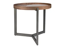 Mesa de centro redonda em mármore porcelânico, nogueira e aço metálico escuro 2130 ANGEL CERDA