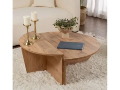 Mesa de centro redonda modular em pinho atlântico 90cm