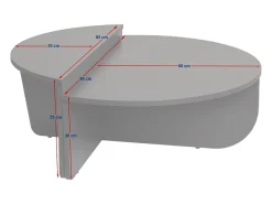 Mesa de centro redonda modular em pinho atlântico 90cm
