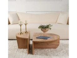 Mesa de centro redonda modular em pinho atlântico 90cm