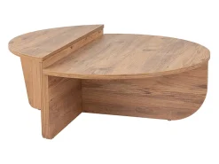 Mesa de centro redonda modular em pinho atlântico 90cm