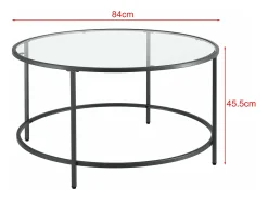 Mesa de centro redonda para sala de estar tampo de vidro pés de aço 84 cm preta 03_0006180