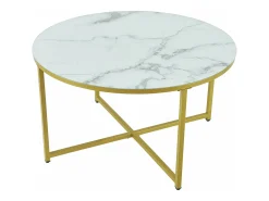 Mesa de centro redonda para sala de estar 45 x 80 cm mármore branco/dourado 03_0008496