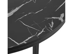 Mesa de centro redonda para sala de estar 45 x 80 cm mármore preto / preto 03_0008497