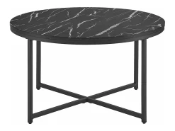 Mesa de centro redonda para sala de estar 45 x 80 cm mármore preto / preto 03_0008497
