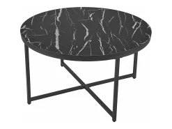 Mesa de centro redonda para sala de estar 45 x 80 cm mármore preto / preto 03_0008497