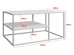 Mesa de centro retangular Solund para sala de estar 45 x 90 x 60 cm branca 03_0008513