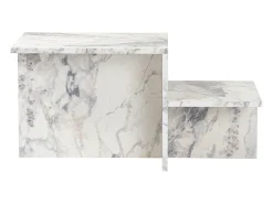 Mesa de centro retangular Harmony 80x40x40 cm efeito mármore Freesia, aglomerado melamínico, estilo escandinavo, sem arrumação