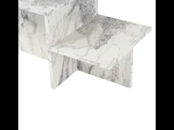 Mesa de centro retangular Harmony 80x40x40 cm efeito mármore Freesia, aglomerado melamínico, estilo escandinavo, sem arrumação