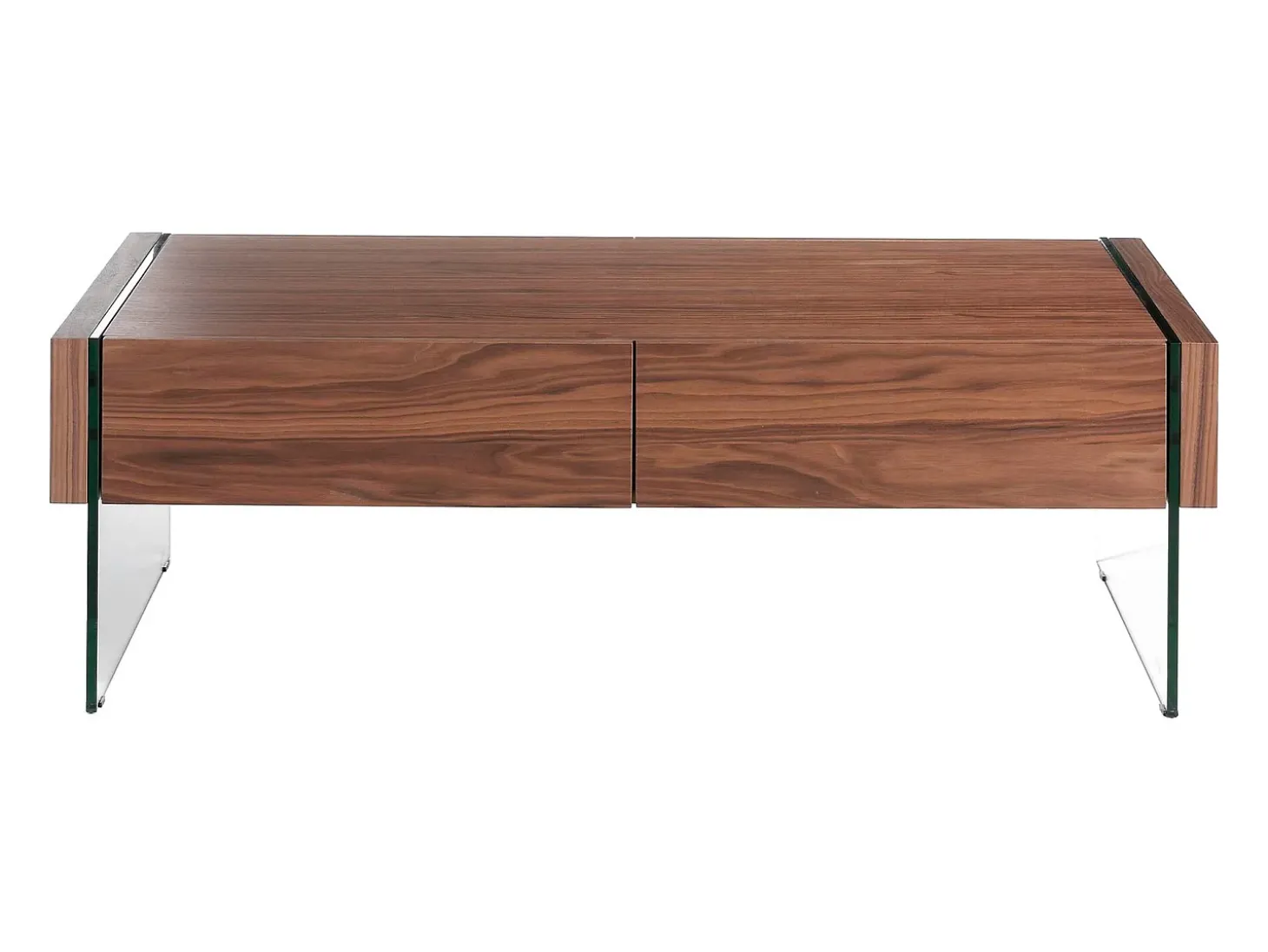 Mesa de centro retangular em nogueira e vidro temperado 2050 ANGEL CERDA