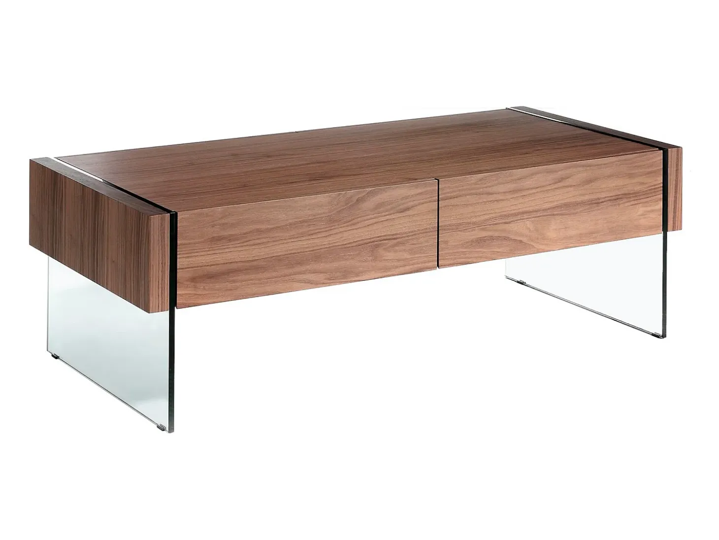 Mesa de centro retangular em nogueira e vidro temperado 2050 ANGEL CERDA