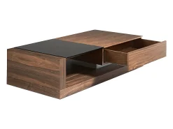 Mesa de centro retangular Mesa de centro retangular Vidro preto e nogueira 2061 ANGEL CERDA