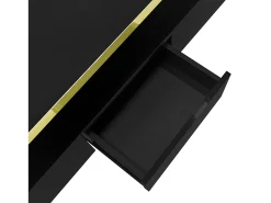 Mesa de centro retangular 100x50x38,5cm com 1 gaveta e LED, Tampo duplo, corpo em preto brilhante