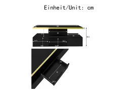 Mesa de centro retangular 100x50x38,5cm com 1 gaveta e LED, Tampo duplo, corpo em preto brilhante
