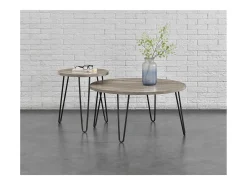 Mesa de centro retangular em aglomerado de partículas laminado Carvalho