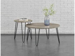 Mesa de centro retangular em aglomerado de partículas laminado Carvalho