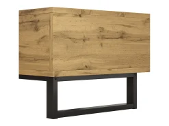 Mesa de centro retangular 100x50x40cm com gaveta, corpo em madeira preta e natural