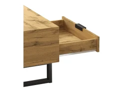 Mesa de centro retangular 100x50x40cm com gaveta, corpo em madeira preta e natural