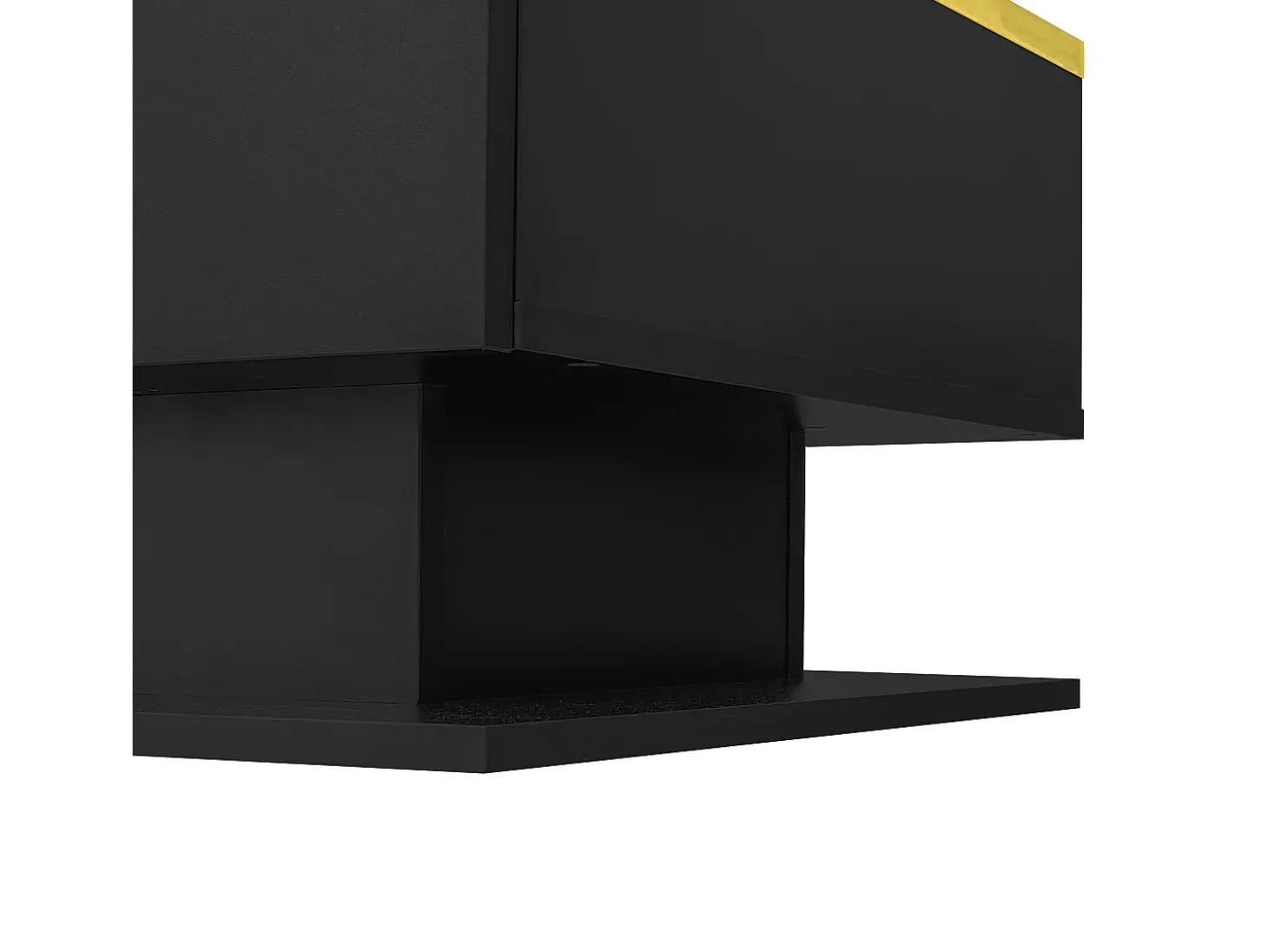 Mesa de centro retangular 100x50x32,5cm com compartimento de arrumação, corpo preto e tampo de vidro, LED incluído
