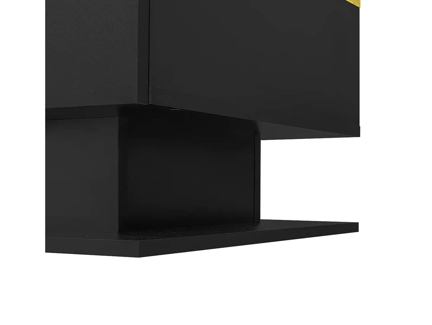 Mesa de centro retangular 90x50x32,5cm com compartimento de arrumação, corpo preto e tampo de vidro, LED incluído
