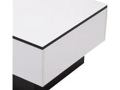 Mesa de centro retangular extensível em laca branca e preta com armazenamento oculto