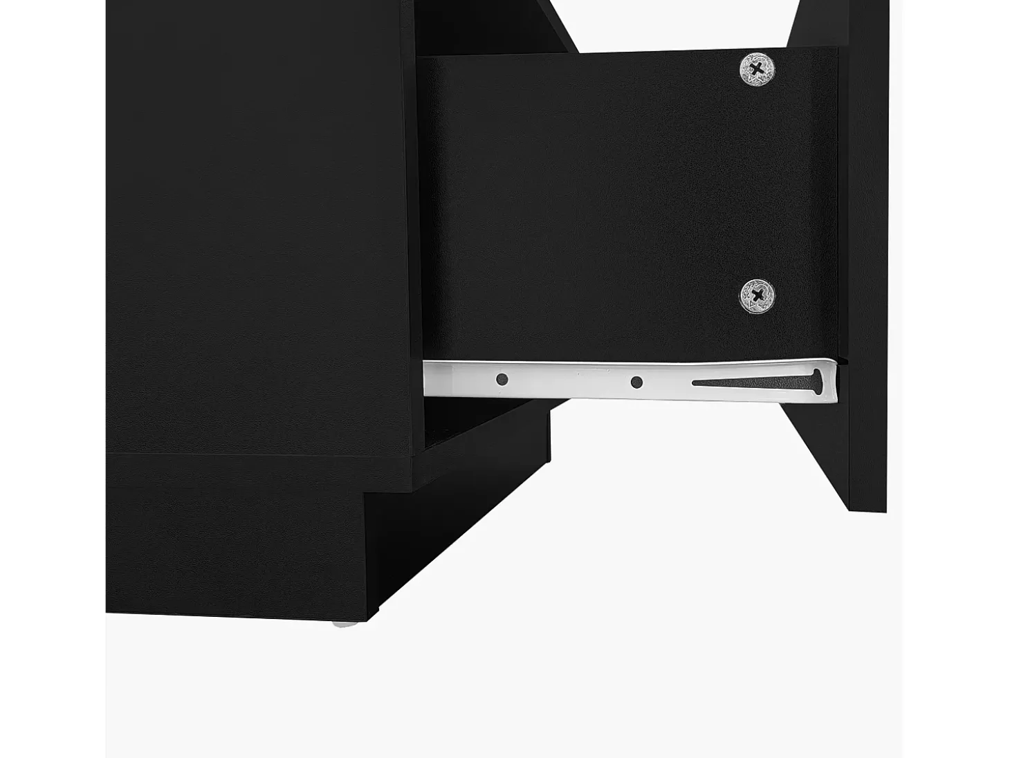 Mesa de centro retangular 100x50x35,5cm com 2 gavetas laterais e tampo de vidro, LED, preta