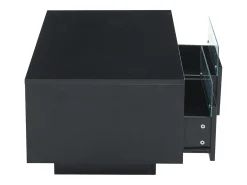Mesa de centro retangular 94x50x34cm com 2 gavetas, LED incluído, corpo em laca preta brilhante
