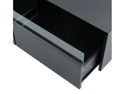 Mesa de centro retangular 94x50x34cm com 2 gavetas, LED incluído, corpo em laca preta brilhante