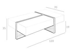 Mesa de centro retangular em madeira de nogueira e branco 2060 ANGEL CERDA