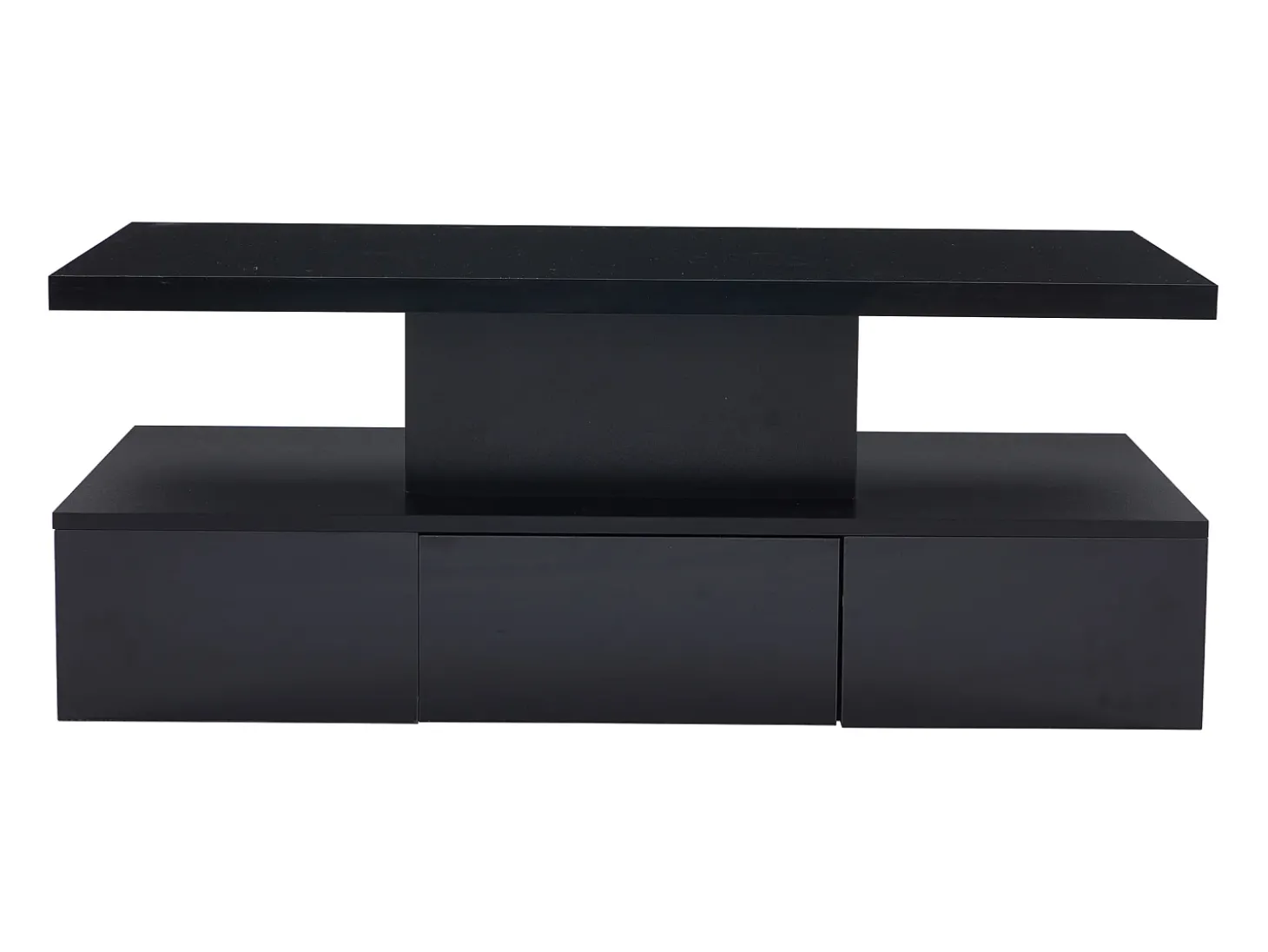 Mesa de centro retangular moderna lacada a preto com gaveta e LED