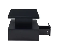 Mesa de centro retangular moderna lacada a preto com gaveta e LED