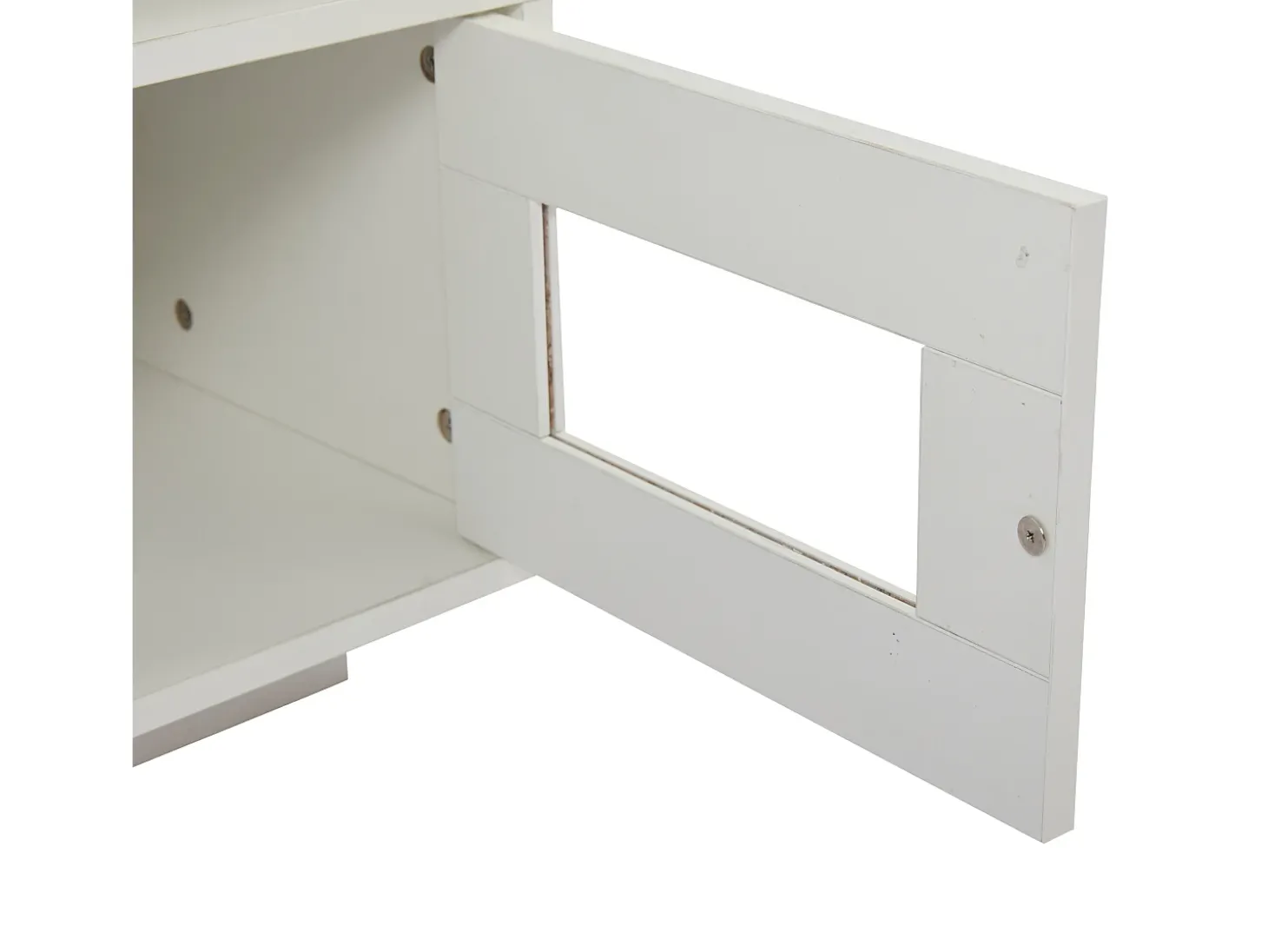 Mesa de centro retangular 100x50x43cm com 2 portas e nicho, LED, portas USB e tomada incluídas, corpo em laca branca brilhante